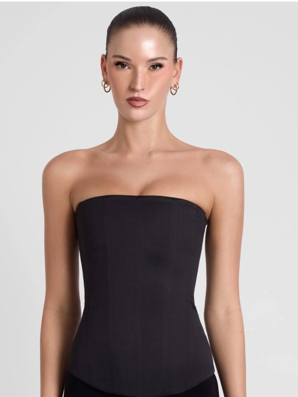 black satin corset top